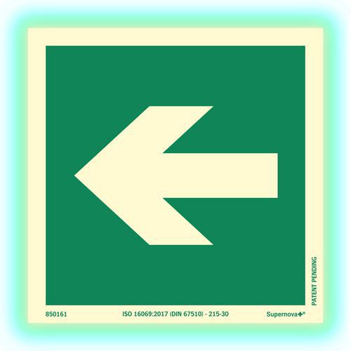 Panneau photoluminescent - Flèche d'urgence - Supernova+®