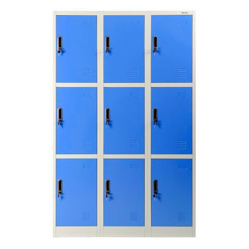 Vestiaire métal 9 cases bleu - Sur socle – Manutan Expert