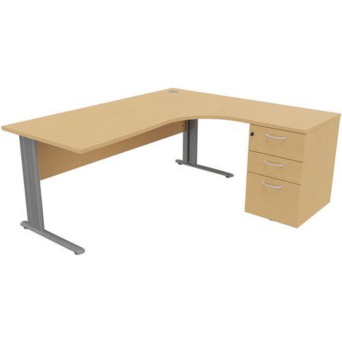 Bureau compact avec caisson - Hêtre - Manutan Expert Bureau compact avec caisson - Hêtre - Manutan Expert