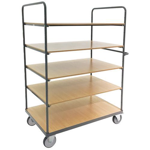 Chariot haut 5 plateaux bois - Force 400 à 500 kg - Manutan