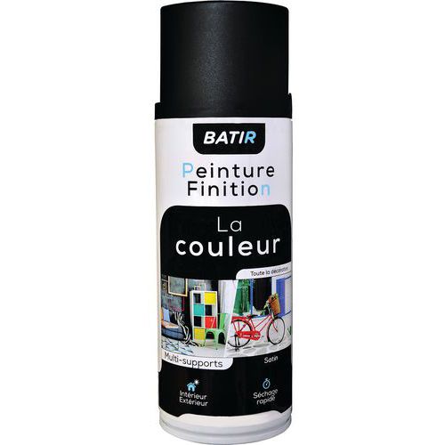 Peinture en aérosol 400 ml - Noir brillant, mat ou satinée - Batir