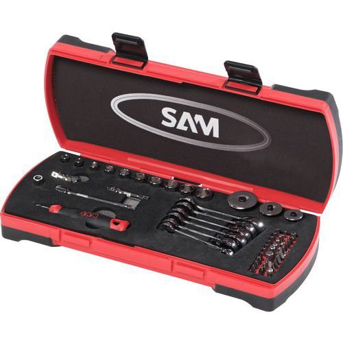 Clé mixte à cliquet et douille - coffret de 54 - Sam