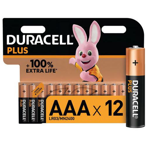 Pile Alcaline AAA Plus 100 % - 12 unités - Duracell