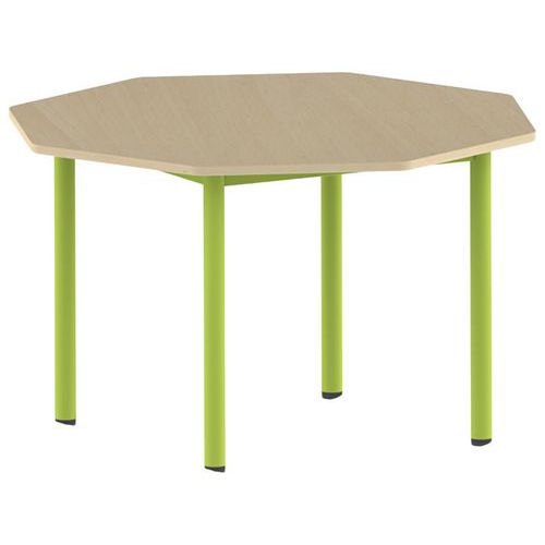 Table Carélie octogonale Ø 120 cm mobile 4 pieds stratifié Mobidecor