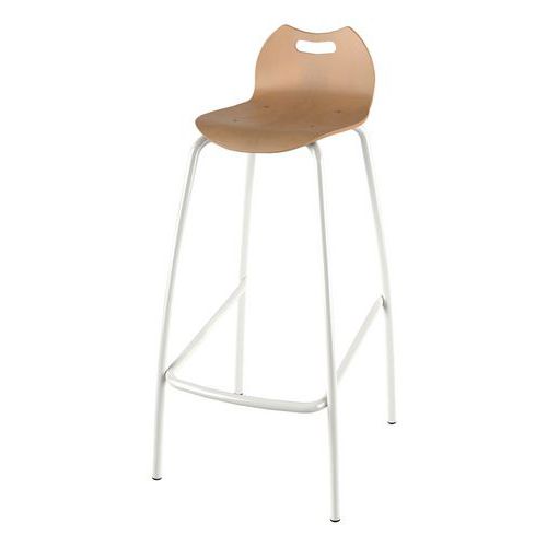 Tabouret 4 pieds hauteur 80 cm coque Bandana bois naturel Mobidecor
