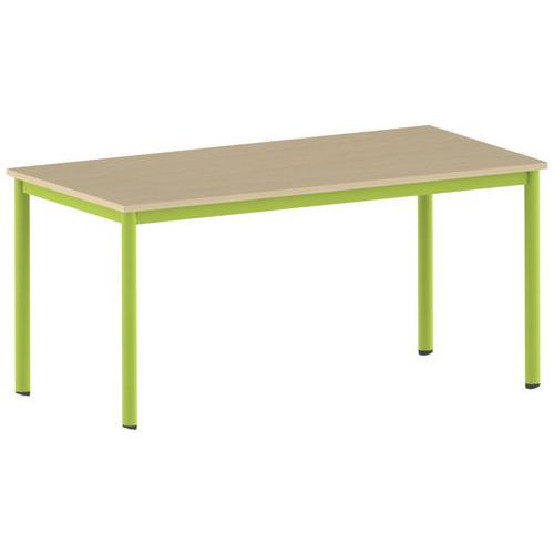 Table Carélie rectangulaire 160 x 80 cm mobile 4 pieds stratifié