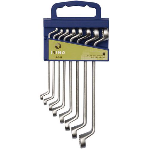 Jeu 8 clés polygonales doubles coudées 6X7-20X22mm sur support - Irimo Jeu 8 clés polygonales doubles coudées 6X7-20X22mm sur support - Irimo