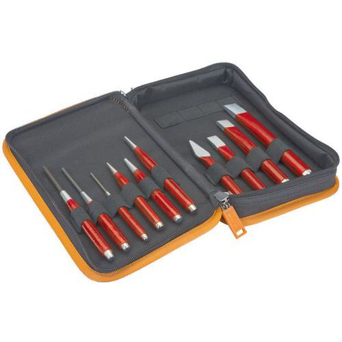 Jeu burins et chasse-goupilles et trousse plastique - Bahco