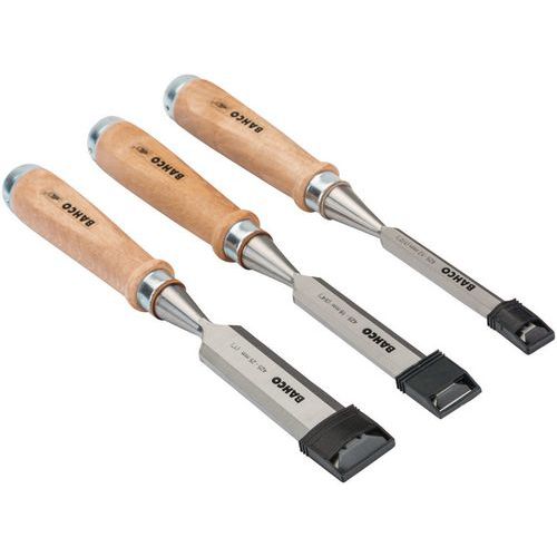 Jeu burins manche bois 3 pièces carton - Bahco