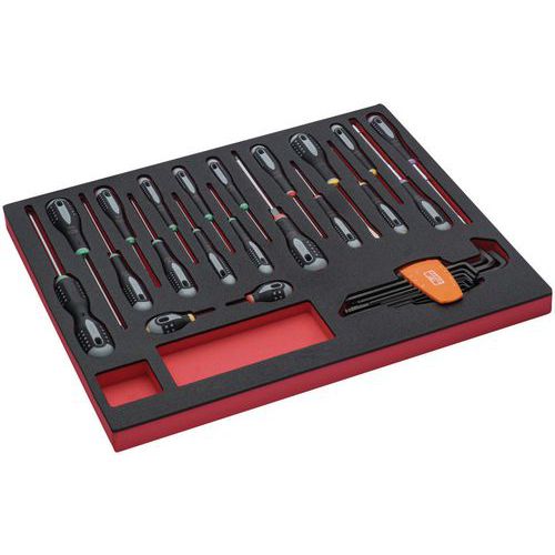 Jeu clés mâles/tournevis module mousse 3/3 Fit&Go 29 pièces - Bahco Jeu clés mâles/tournevis module mousse 3/3 Fit&Go 29 pièces - Bahco