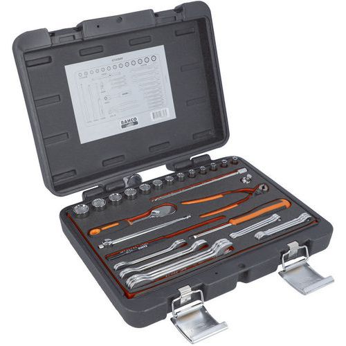 Jeu douilles 1/4 6 pans métriques et cliquet poire 33 pièces - Bahco Jeu douilles 1/4 6 pans métriques et cliquet poire 33 pièces - Bahco