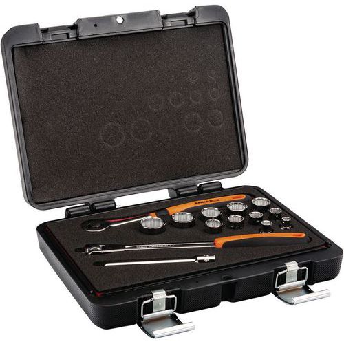 Jeu douilles 3/8 pans pouces + cliquet tête ronde - Bahco