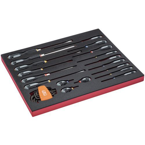 Jeu Tournevis clé mâle/vis fente/Phillips/Pozidriv - 27 pièces - Bahco Jeu Tournevis clé mâle/vis fente/Phillips/Pozidriv - 27 pièces - Bahco