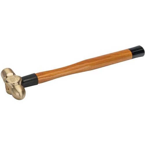 Marteau serrurier panne ronde antidéflarant AL/BR manche bois - Bahco
