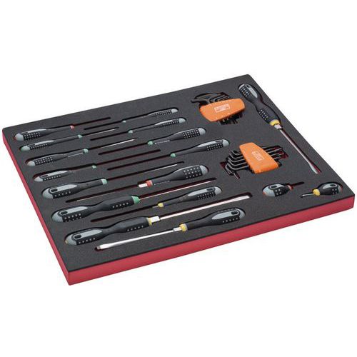 Module jeu Tournevis clé mâle/vis fente/PH/PZ/TORX 34 pièces - Bahco