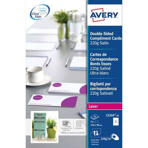 Carte de correspondance Quick-Clean - Satin - Avery