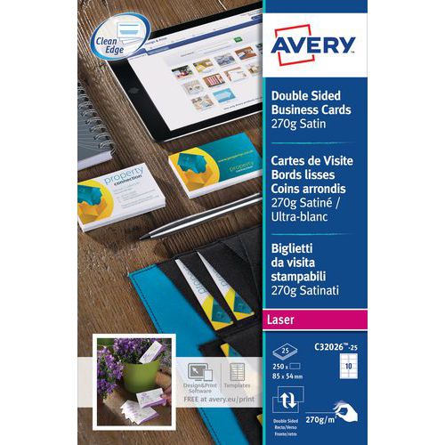 Carte de visite impression laser Quick-Clean - Avery