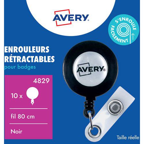 Enrouleur pour badge - 80 cm - Avery