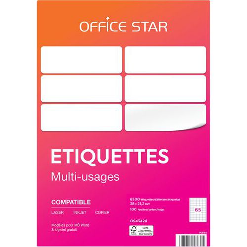 Étiquette blanche multi usage - Office Star