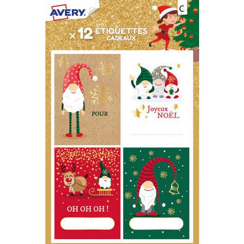 Étiquette cadeau de Noël - Motif Lutin - Avery