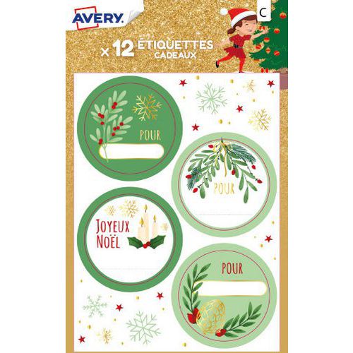 Étiquette cadeau de Noël - Motif nature - Avery