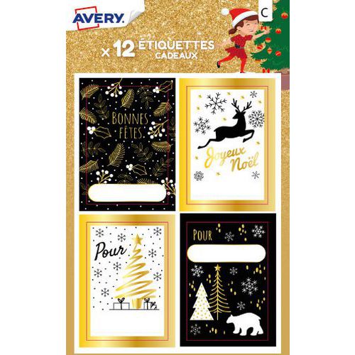 Étiquette cadeau de Noël - Motif scintillant - Avery
