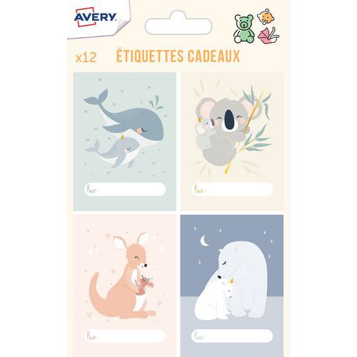 Étiquette cadeaux naissance - Thème bébés animaux - Avery