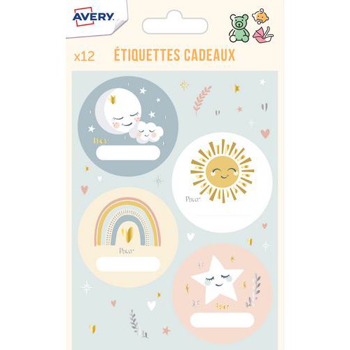 Étiquette cadeaux naissance - Thème ciel - Avery