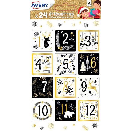 Étiquette carrée calendrier de l'avent - Avery
