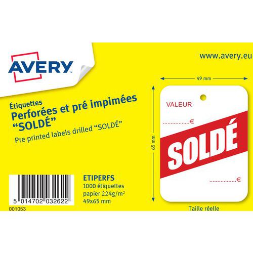 Étiquette perforée pré imprimée soldé - Avery