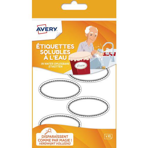 Étiquette soluble ovale avec bordure - 55x29 mm - Avery