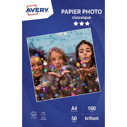 Feuille de papier photo brillant - A4 - jet d'encre - Avery