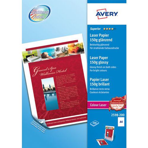 Feuille de papier photo brillant - A4 recto/verso - laser - Avery