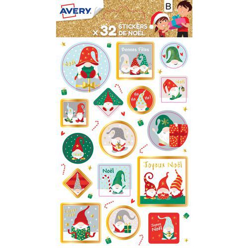 Sticker de Noël - Motif traditionnel varié - Avery