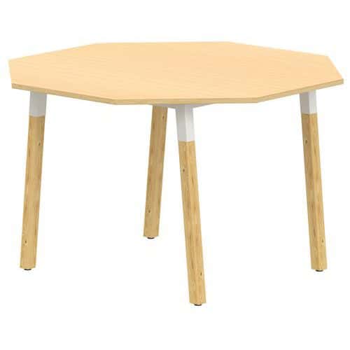 Table 4 pieds inclinés métal/bois octogonale Ø 120 cm stratifié ABS