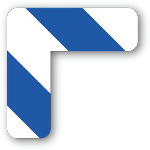 Adhésif angle 90° arrondi LeanStripe - Bleu/Blanc - Ergomat