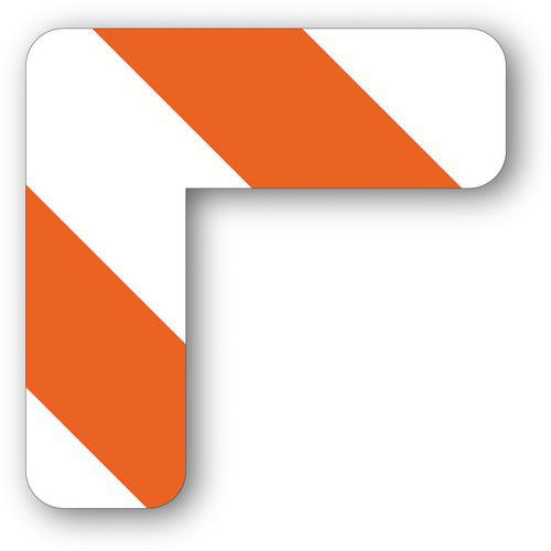 Adhésif angle 90° arrondi LeanStripe - Orange/Blanc - Ergomat