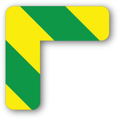 Adhésif angle 90° arrondi LeanStripe - Vert/Jaune - Ergomat