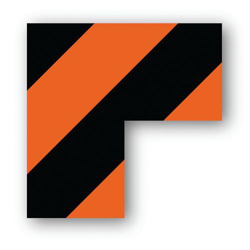 Adhésif angle 90° carré LeanStripe - Noir/Orange - Ergomat
