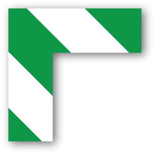 Adhésif angle 90° carré LeanStripe - Vert/Blanc - Ergomat