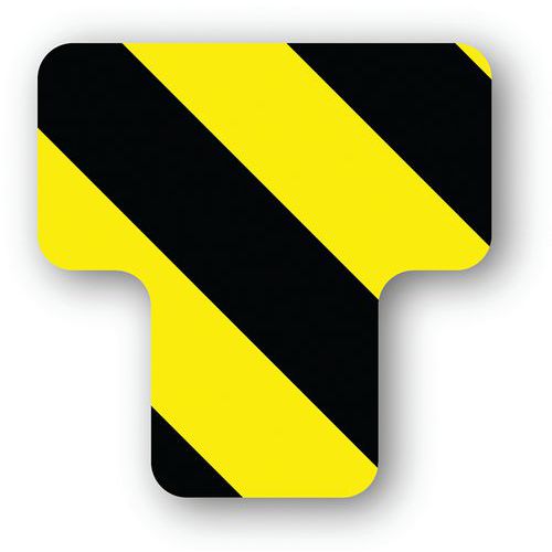 Adhésif marquage au sol en T arrondi LeanStripe - Noir/Jaune - Ergomat