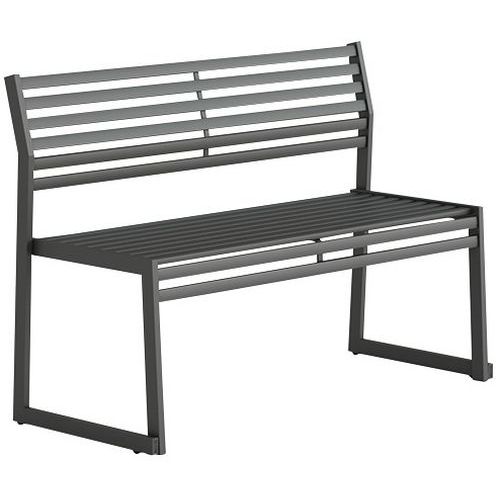 Banc avec dossier en acier galvanisé - 120 cm - Urbantime