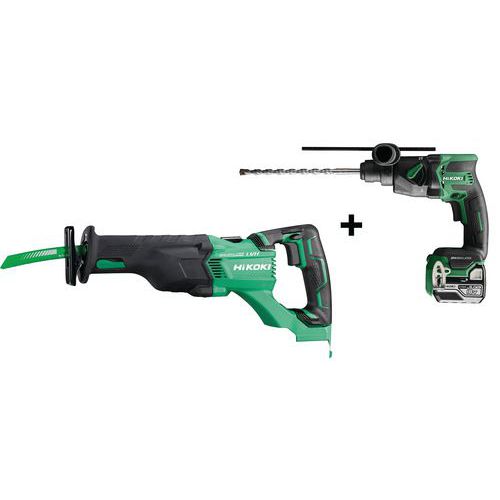 Pack scie sabre 18V 120mm + perceuse à percussion compact 18V 5Ah Pack scie sabre 18V 120mm + perceuse à percussion compact 18V 5Ah