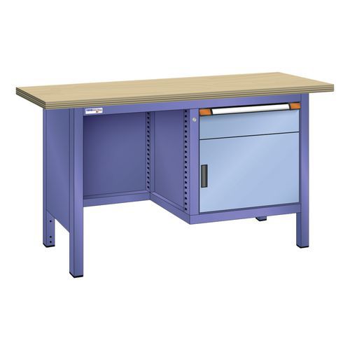 Établi compact hêtre 150x70x85 cm 1 porte battante 1 tiroir Thurmetall