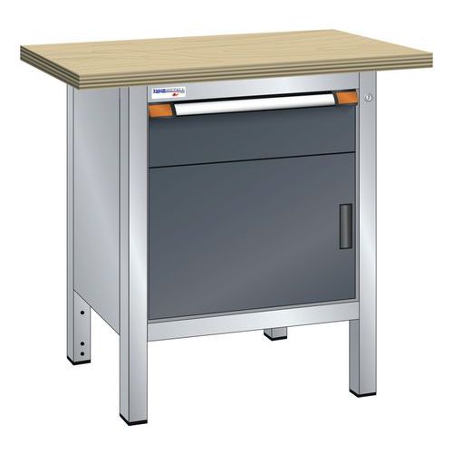 Établi compact hêtre 100x70x85 cm 1 porte battante 1 tiroir Thurmetall Établi compact hêtre 100x70x85 cm 1 porte battante 1 tiroir Thurmetall