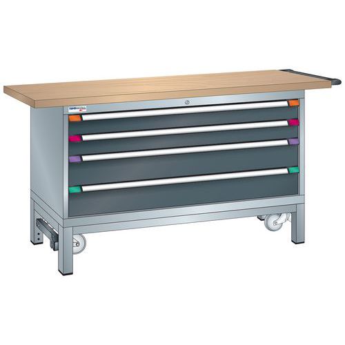 Établi mobile XXL 150x70x85 cm hêtre Thurmetall