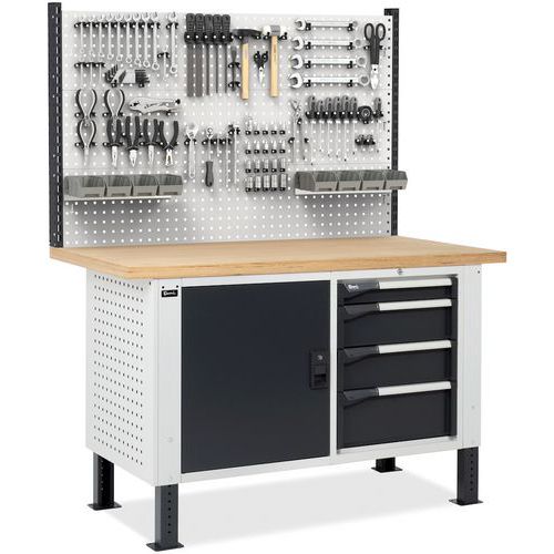 Etabli avec panneau Master BR - 1500x750x1683/2058 mm - Fami