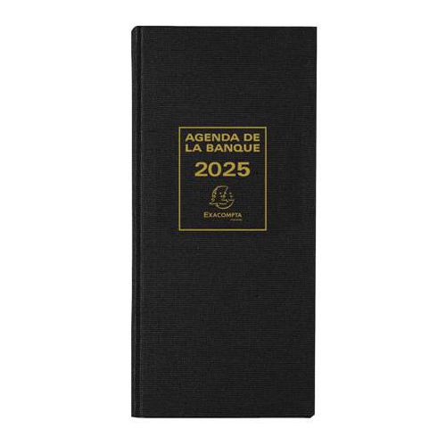 Agenda banquier long 1 volume 2 pages par jour - Noir - Exacompta