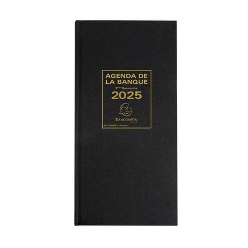 Agenda banquier long 2 volume 2 pages par jour - Noir - Exacompta