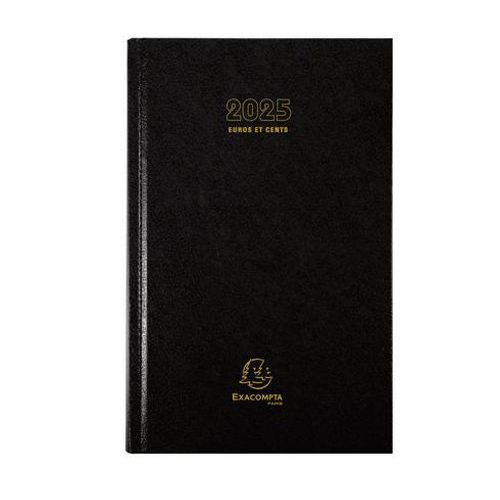 Agenda bureau carré Euros et Cents 1 jour - Noir - Exacompta